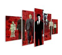 islandburner Impression sur toile de 5 pièces - Motif : humeurs de thriller sur fond rouge - Toile 170 x 80 cm