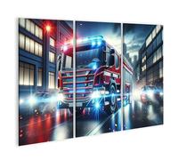 islandburner Impression sur toile de qualité avec camion de pompier et lumières