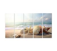 islandburner Impression sur toile de qualité avec coquillages et étoiles de mer sur la plage au coucher du soleil