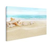 islandburner Impression sur toile de qualité avec coquillages et étoiles de mer sur la plage de sable