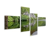 islandburner Impression sur toile de qualité supérieure - Château - Réflexion sur la rive du lac vert