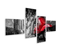islandburner Impression sur toile de qualité supérieure - Rouleau rouge dans une vieille ville pavée - Poster mural