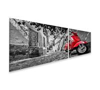 islandburner Impression sur toile de qualité supérieure - Rouleau rouge dans une vieille ville pavée - Poster mural
