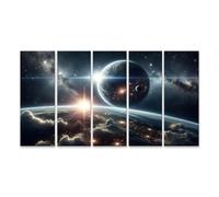 islandburner Impression sur toile étoiles et planètes dans la danse éternelle de l'univers - Toile 160 x 80 cm - 5 pièces XXL