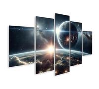 islandburner Impression sur toile étoiles et planètes dans la danse éternelle de l'univers - Toile 170 x 80 cm - 5 pièces