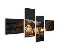 islandburner Impression sur toile - Expérience glamping opulente - Décoration murale pour chambre à coucher - Pour aventuriers - 4 pièces - Edition I1