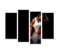 islandburner Impression sur toile Femme forte avec Kettlebell en studio Fitness Entraînement - Toile 130 x 80 cm - 4 pièces