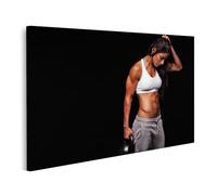 islandburner Impression sur toile Femme forte avec Kettlebell en studio Fitness Entraînement - Toile 80 x 40 cm