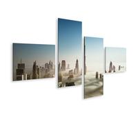 islandburner Impression sur toile Gratte-ciel dans la mer de nuages Dubaï Skyline - Toile 150 x 80 cm - 4 pièces