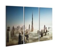 islandburner Impression sur toile Gratte-ciel dans la mer de nuages Dubaï - Toile 130 x 80 cm - 3 pièces