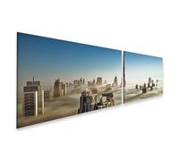 islandburner Impression sur toile Gratte-ciel dans la mer de nuages Dubaï - Toile 160 x 40 cm - 2 pièces