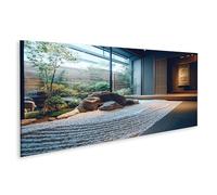 islandburner Impression sur toile Jardin zen Intérieur Harmonie et tranquillité Design japonais Toile 120 x 40 cm Panorama