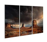 islandburner Impression sur toile - Monument dramatique Valley - Décoration murale pour salon - Pour les amoureux de la nature - 3 pièces