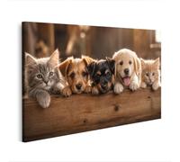 islandburner Impression sur toile - Motif amis d'animaux qui réchauffent le cœur - Décoration murale pour salon - Édition E2