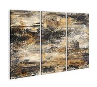 islandburner Impression sur toile Motif bois patiné avec nœuds et approches de branches - Toile 130 x 80 cm - 3 pièces