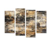 islandburner Impression sur toile Motif bois patiné avec nœuds et approches de branches - Toile 130 x 80 cm - 4 pièces