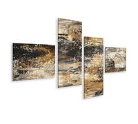 islandburner Impression sur toile Motif bois patiné avec nœuds et approches de branches - Toile 150 x 80 cm - 4 pièces
