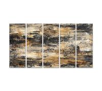 islandburner Impression sur toile Motif bois patiné avec nœuds et approches de branches - Toile 160 x 80 cm - 5 pièces XXL