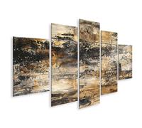 islandburner Impression sur toile Motif bois patiné avec nœuds et approches de branches - Toile 170 x 80 cm - 5 pièces
