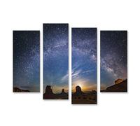 islandburner Impression sur toile Motif ciel étoilé sur Monument Valley Ciel nocturne clair Magnifique - Toile 130 x 80 cm - 4 pièces