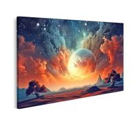 islandburner Impression sur toile Motif ciel étoilé sur pays de rêve coloré avec nuages lumineux 100 x 57 cm