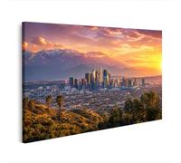 islandburner Impression sur toile - Motif coucher de soleil majestueux Los Angeles - Pour salon - Pour les fans de voyage - Édition G2