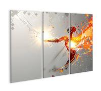 islandburner Impression sur toile Motif danse des couleurs et des lumières dans l'espace numérique Œuvre d'art - Toile 130 x 80 cm - 3 pièces