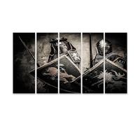 islandburner Impression sur toile motif deux chevaliers blindés avec boucliers et épées au Moyen Âge - Toile 160 x 80 cm - 5 pièces XXL