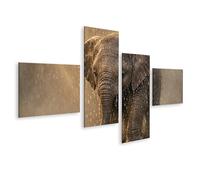 islandburner Impression sur toile - Motif éléphant mignon dans l'eau - 4 pièces - Pour les amoureux des animaux - Édition G1