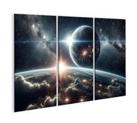 islandburner Impression sur toile Motif étoiles et planètes dans la danse éternelle de l'univers - Toile 130 x 80 cm - 3 pièces
