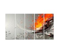 islandburner Impression sur toile motif feu et couleurs danse expression abstraite - Toile 160 x 80 cm - 5 pièces XXL