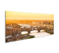 islandburner Impression sur toile Motif fleuve Arno Ponte Vecchio Coucher de soleil Florence Toscane Italie 120 x 40 cm