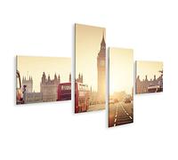 islandburner Impression sur toile, motif Londres, Big Ben, rayons de soleil, brouillard léger