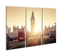 islandburner Impression sur toile, motif Londres, Big Ben, rayons de soleil, brouillard léger