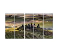 islandburner Impression sur toile Motif paysage de Toscane traditionnelle Ferme colline prairie calme Va - Toile 160 x 80 cm - 5 pièces XXL