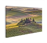 islandburner Impression sur toile Motif paysage traditionnel de Toscane avec collines et prairie calme 100 x 57 cm