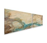 islandburner Impression sur toile Motif vagues d'harmonie et mélange doux des couleurs du ciel - Toile 160 x 40 cm - 2 pièces