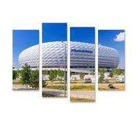 islandburner Impression sur toile par exemple Stade moderne Architecture Munich Journée ensoleillée - Toile 130 x 80 cm - 4 pièces
