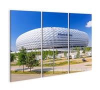 islandburner Impression sur toile par exemple Stade moderne Architecture Munich Journée solaire - Toile 130 x 80 cm - 3 pièces