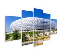 islandburner Impression sur toile par exemple Stade moderne Architecture Munich Journée solaire - Toile 170 x 80 cm - 5 pièces