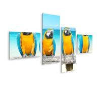islandburner Impression sur toile - Parade de perroquets vivants - Décoration murale pour salon - Décoration exotique pour les amoureux des animaux - 4 pièces - Edition D1