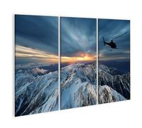 islandburner Impression sur toile - Paysage alpin majestueux - Décoration murale pour salon - Pour les aventuriers - 3 pièces - Édition Y2