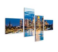 islandburner Impression sur toile - Paysage impressionnant de nuit - Décoration murale de salon pour les amateurs de ville - 4 pièces - Edition Z1
