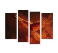 islandburner Impression sur toile Phénix des cendres Feu Flammes Ciel Magie Ailes Oiseau - Toile 130 x 80 cm - 4 pièces