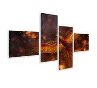 islandburner Impression sur toile Phénix en flammes majestueux oiseau de feu de la renaissance - Toile 150 x 80 cm - 4 pièces