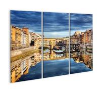 islandburner Impression sur toile Ponte Vecchio Pont Florence Italie Rivière Arno Toscane - Toile 130 x 80 cm - 3 pièces