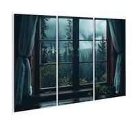 islandburner Impression sur toile Prime - Motif forêt tropicale - Vue de fenêtre et ambiance mystérieuse de la forêt
