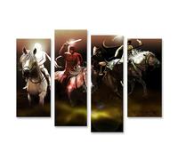 islandburner Impression sur toile Quatre cavaliers de l'Apocalypse sur leurs chevaux en avant - Toile 130 x 80 cm - 4 pièces