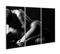 islandburner Impression sur toile sensualité à l'ombre Noir et blanc Photographie sensualité - Toile 130 x 80 cm - 3 pièces