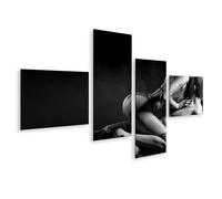 islandburner Impression sur toile Sexy Jeune Couple Sans Habillé Femme Sensuelle Corps Droit Dentelle Rouge - Toile 150 x 80 cm - 4 Pièces